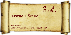 Huszka Lőrinc névjegykártya